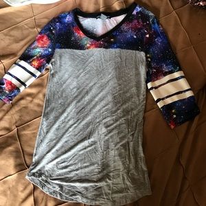 Grey and galaxy shirt